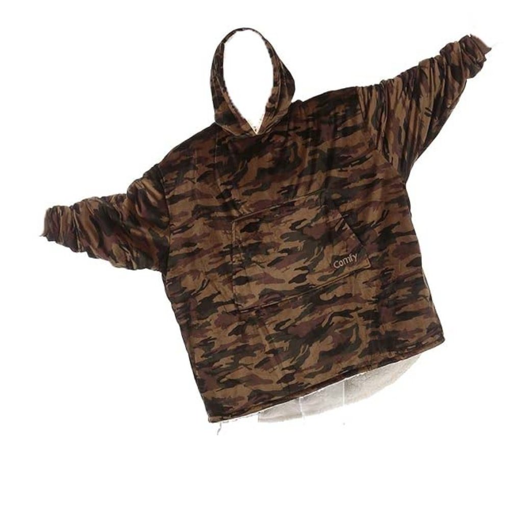 The comfy Oversized Microfiber Sherpa Wearable Blanket, GREEN CAMO, One Size